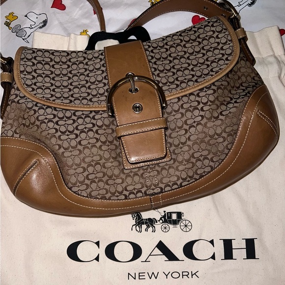 Coach Handbags - Coach SoHo Brown Signature Medium Shoulder Bag Made in Turkey Y2K EUC